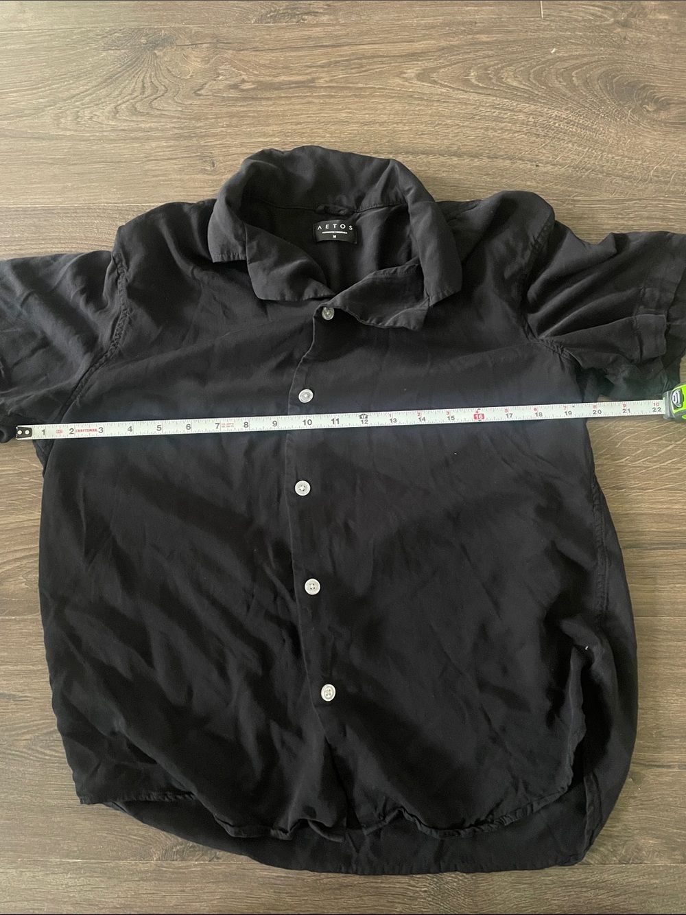 Men's Aetos Short Sleeve Black Button-Up Shirt, Size Medium - Picture 3 of 6